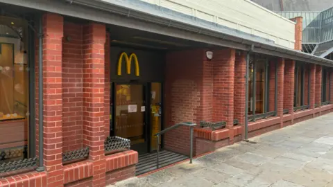A view of the town centre McDonald's