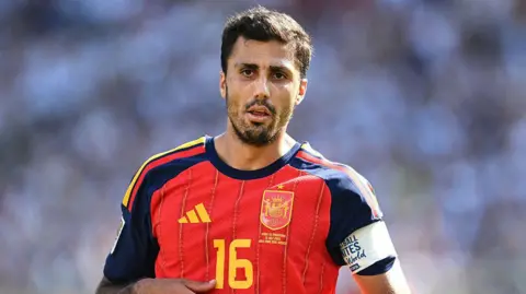 Rodri playing for Spain