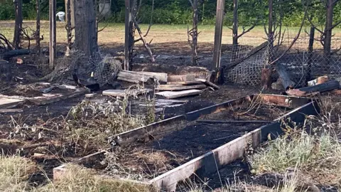 Leicestershire Fire and Rescue Service Burnt raised beds in a garden