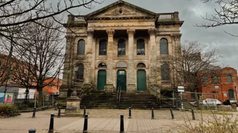 Hartlepool Borough Council An exterior view of the Wesley Chapel in Hartlepool a large Victorian building but in some state of delapitation 