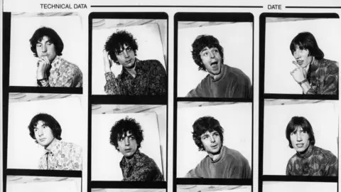 Harry Goodwin/BBC Contact sheet showing heads of Pink Floyd band members Nick Mason, Syd Barrett, Richard Wright and Roger Waters