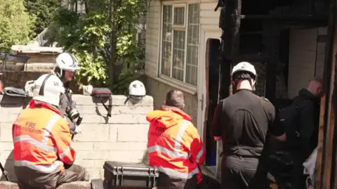 Fire service at a house fire
