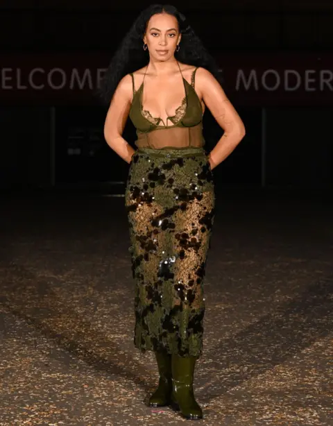 Getty Images Solange Knowles arrives at the Gucci Cruise 2025 Fashion Show at Tate Modern on May 13, 2024 in London, England.