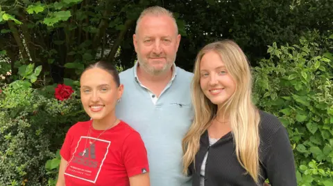 BBC Matt Gallagher and his daughters (Daisy Gallagher (left) Hollie-Mae Gallagher (right)