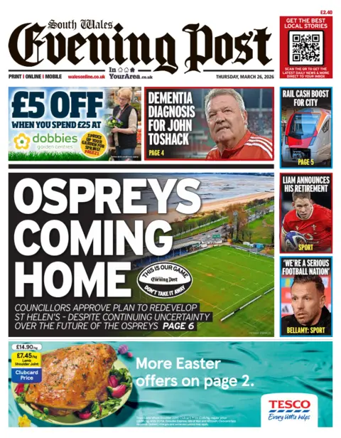South Wales Evening Post South Wales Evening Post: Ospreys coming home - councillors approve plan to redevelop St Helen's as uncertainty continues over future