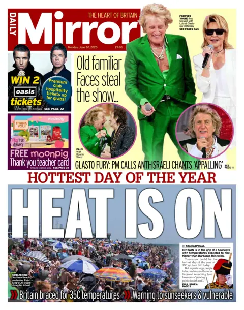 "Heat is on" reads the headline on the front page of the Daily Mirror.