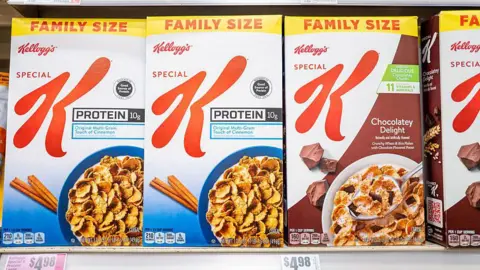 Getty Images Boxes of Kellogg's Special K cereal are displayed on shelves at a grocery store  in Austin, Texas.