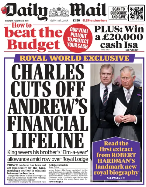 Daily Mail: Charles cuts off Andrew's financial lifeline