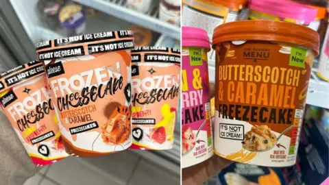 Pleese branded Freezecakes (left) alongside Aldi's Freezecake product