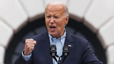 Getty Images Joe Biden speaks during a 4th of July event on the South Lawn of the White House on July 4, 2024 in Washington, DC