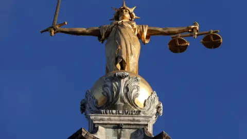 Scales of justice statue outside Old Bailey