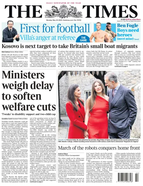 The Times headline reads: Ministers weigh delay to soften welfare cuts