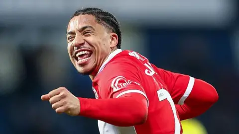 Sam Silvera celebrates scoring for Middlesbrough during the 2025-26 season