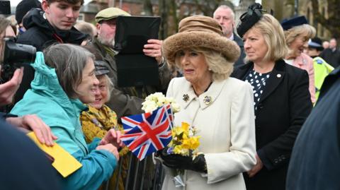 The Queen outside Worcester Cathedral.