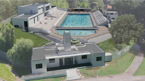KLH architects Architect plans for outdoor swimming pool