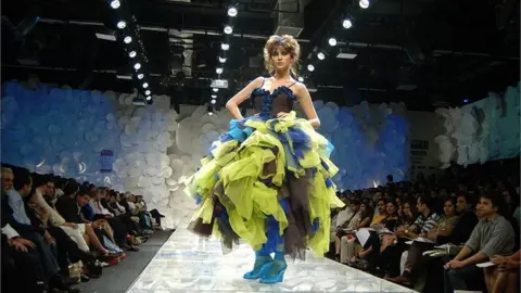 Getty Images Model displays a creation by fashion designer Rohit Bal during the Wills Lifestyle India Fashion Week at Pragati Maidan, on September 7, 2007 in New Delhi, India