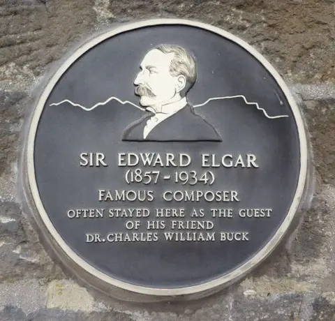 The plaque in honour of composer Sir Edward Elgar