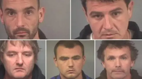 Serious organised crime agency Police mugshots of the five fishermen from 2011.