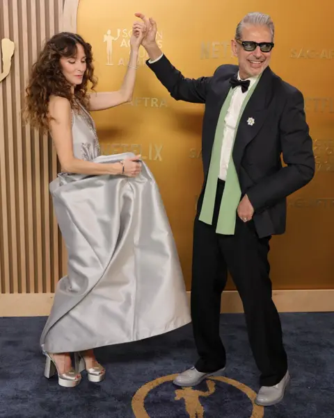 Getty Images Emilie Livingston, Jeff Goldblum at the 31st Screen Actors Guild Awards held at Shrine Auditorium and Expo Hall on February 23, 2025 in Los Angeles, California