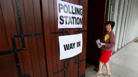 Pacemaker Anna Lo heading into a polling station during European and council elections