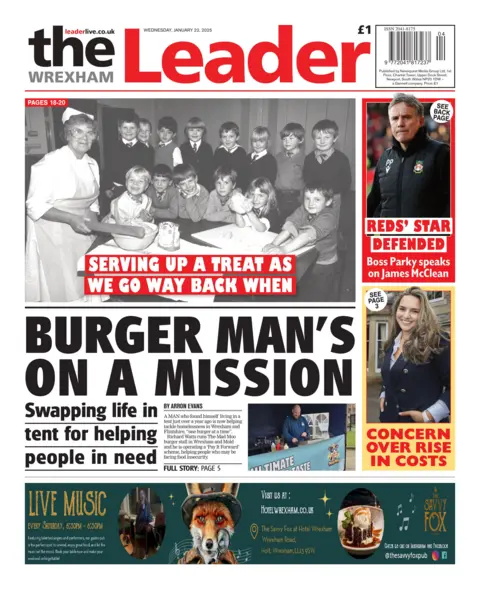 Wrexham Leader Front page of the Wrexham Leader