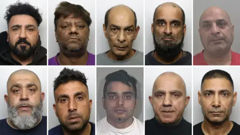 A grid of ten custody photos arranged in two rows, each showing a different man facing the camera against a neutral background.