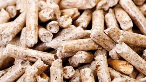 Getty Images A close up of a pile of wood pellets