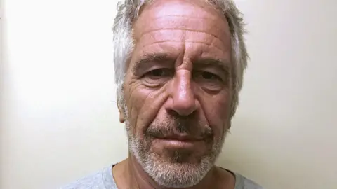 Reuters Close up of Jeffrey Epstein, who has grey hair, a beard, and is wearing a grey t-shirt