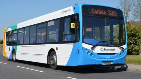 LDRS Blue and white stagecoach bus