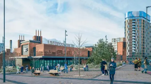 A CGI image showing plans for the Liverpool Baltic train station