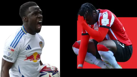 Leeds' Wilfried Gnonto celebrates as Southampton's Armel Bella-Kotchap looks dejected