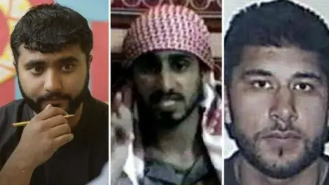 Mohammed Sidique Khan (left), Shehzad Tanweer and Hasib Hussain (right)
