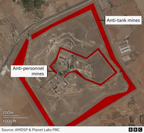 A BBC graphic showing the determination  of mines astir   the prison