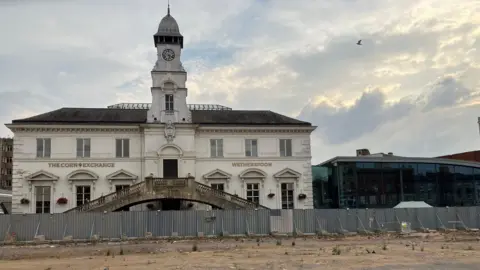 BBC Leicester market place as of August 2024, months after being cleared.