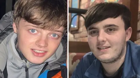 Family handouts Andrew Roberts has bright blue eyes and short fair hair, he is clean shaven. Craig Shackleton-Brady has short black hair with a fringe covering his forehead. He has a very slight beard and stubble.