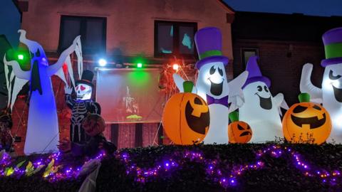 A house in Letchworth decorated for Halloween