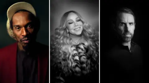 Adam Docker Poet Benjamin Zephaniah, singer Mariah Carey and former England manager Sir Gareth Southgate in three separate portrait images. 