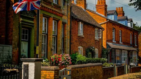 Birmingham Heritage Week A union flag outside a row of old red-brick houses