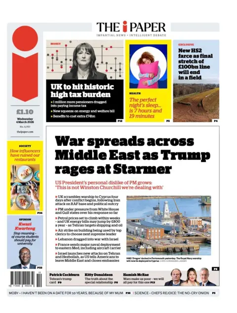  “War spreads across Middle East as Trump rages at Starmer”.