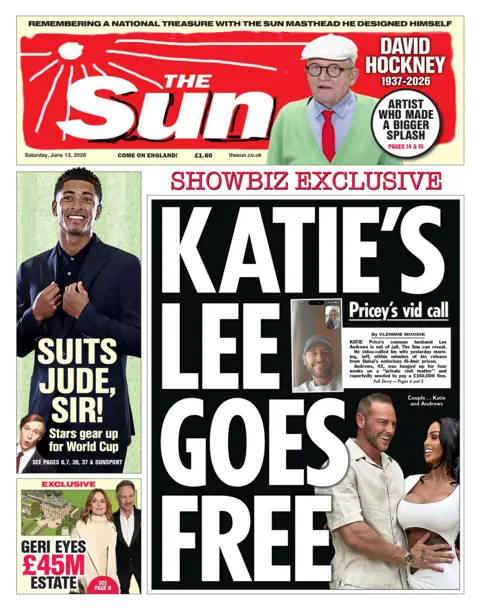 The headline of the Sun reads: "Katie's Lee goes free."