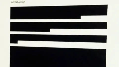 A page of an inquiry report that reads: "introduction" then everything else on the page is blacked out. 