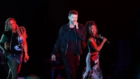 Getty Images Justin Timberlake in a black outfit on stage in Turkey