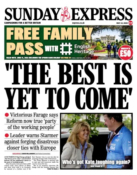 "The best is yet to come" reads the headline on the front page of the Sunday Express.