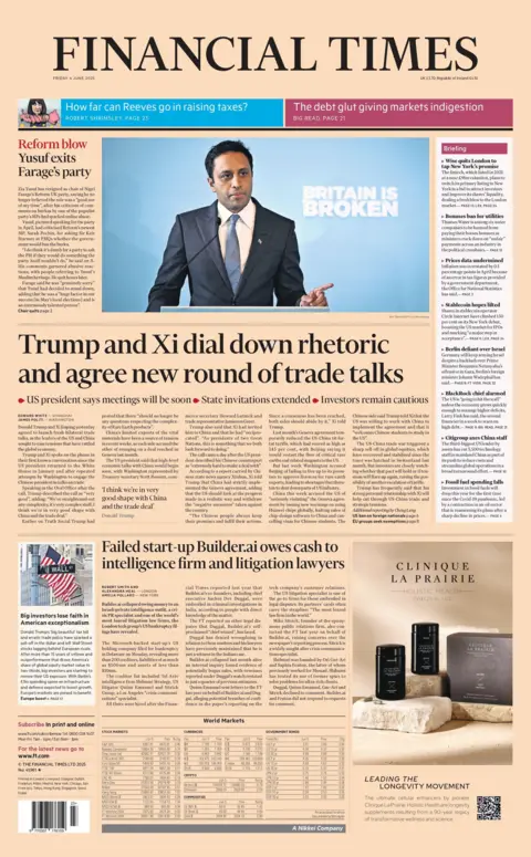 "Trump and Xi dial down rhetoric and agree to new round of trade talks" reads the headline on the front page of the Financial Times.