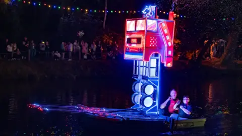 Derbyshire Dales District Council A Transformers boat at Matlock Illuminations