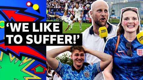 Travelling fans react to England's 2-1 victory over Slovakia