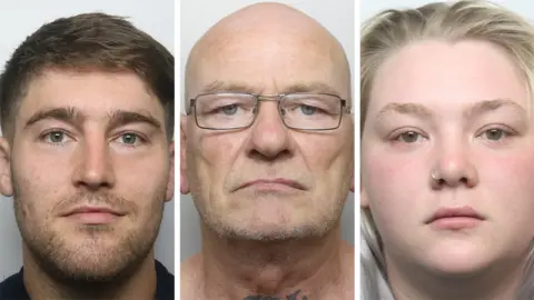 Staffordshire Police Police mugshots of Mitchell Cleaver, Martin McCluskey and Cameron Bell