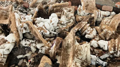 Shardul Kadam Ganpati idols destroyed due to heavy rain lie on the ground