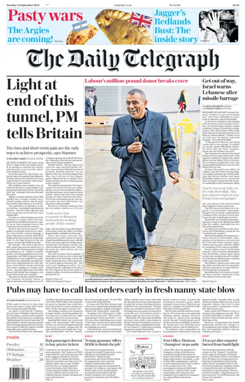  'Light astatine  the extremity  of this tunnel, PM tells Britain.'