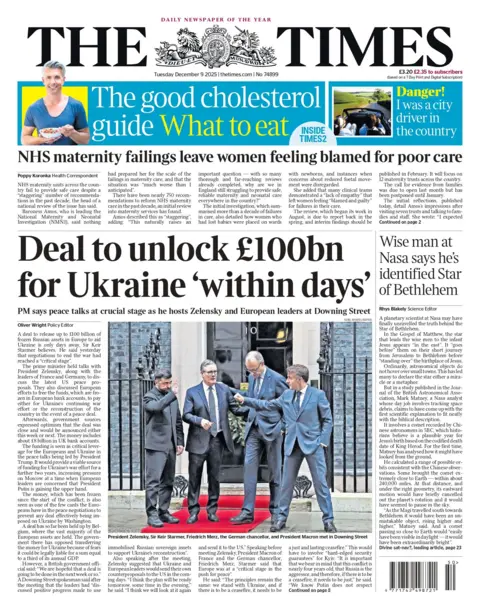 "Deal to unlock £100bn for Ukraine 'within days'", reads the headline on the front page of the Times.